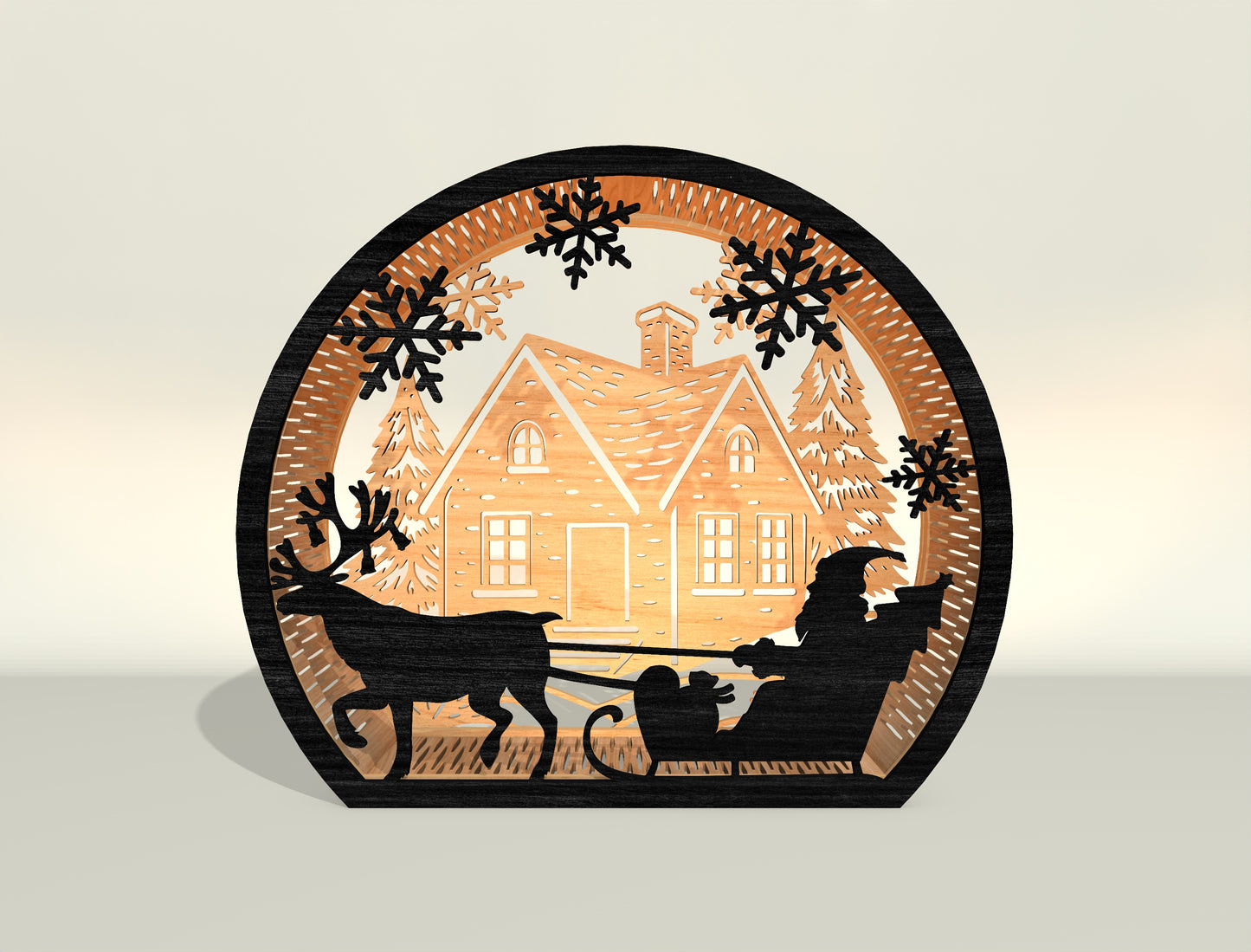 Christmas Santa Scene Lantern Laser Cut File | Ready to Cut | Glowforge, xTool, LightBurn, etc.