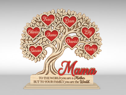Custom Name Heart Tree Mom Sign SVG Multiple Titles for Glowforge