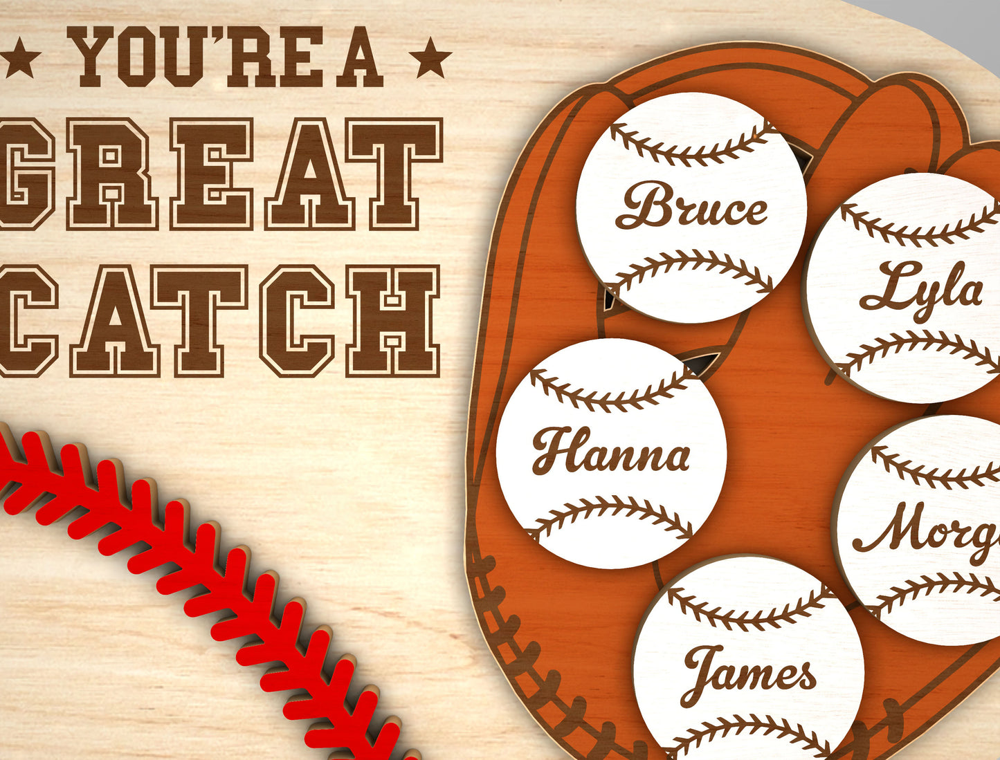 Personalized Baseball Dad Great Catch SVG for Glowforge and xTool
