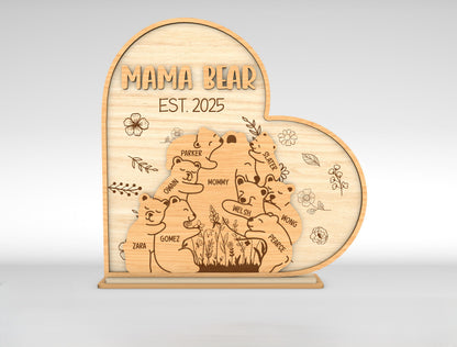 Custom Name Bear Family Sign SVG for LightBurn and Glowforge