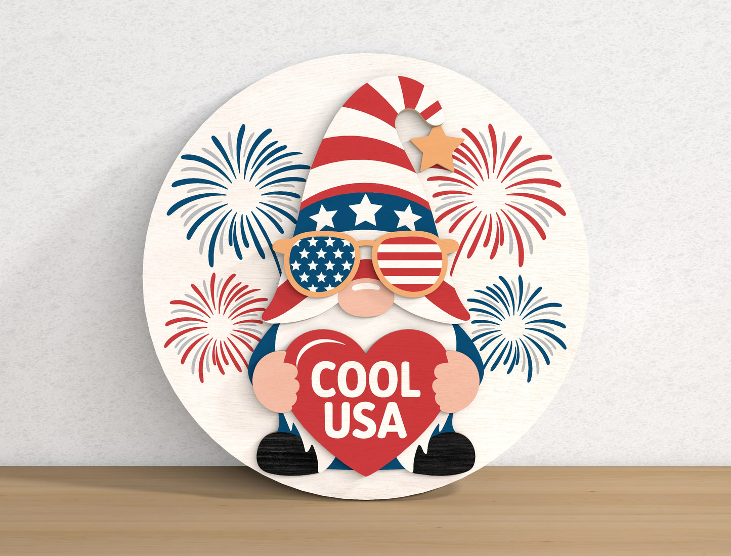 Patriotic Welcome Round Sign SVG Bundle for Glowforge