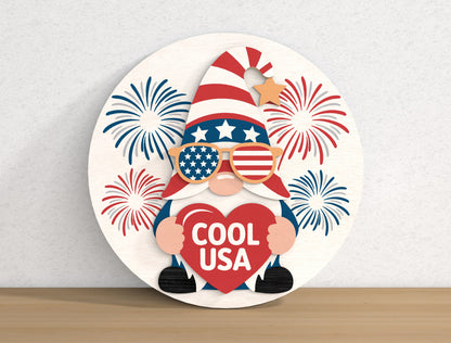 Patriotic Welcome Round Sign SVG Bundle for Glowforge
