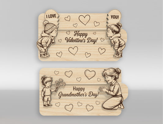 Sliding Gift Card Holder SVG Bundle 9 Designs for Glowforge and xTool