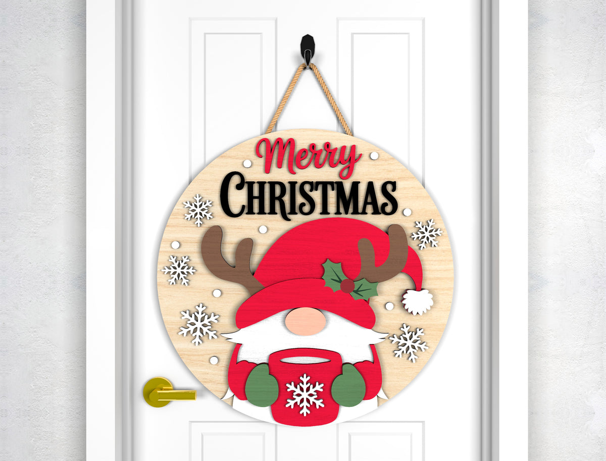 Christmas Door Hanger SVG Bundle 9 Gnome Santa Laser Cut Des 9