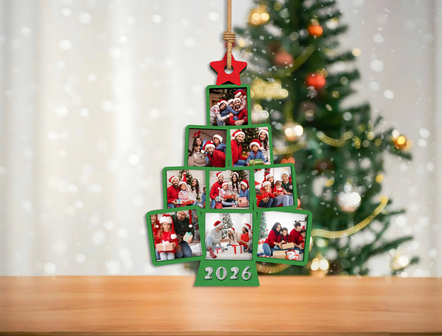 Personalized Christmas Photo Tree Ornament SVG Bundle Laser Cut File for Glowforge xTool LightBurn