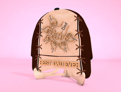 Personalized Best Dad Ever Cap Sign SVG Laser Cut File for Glowforge and xTool