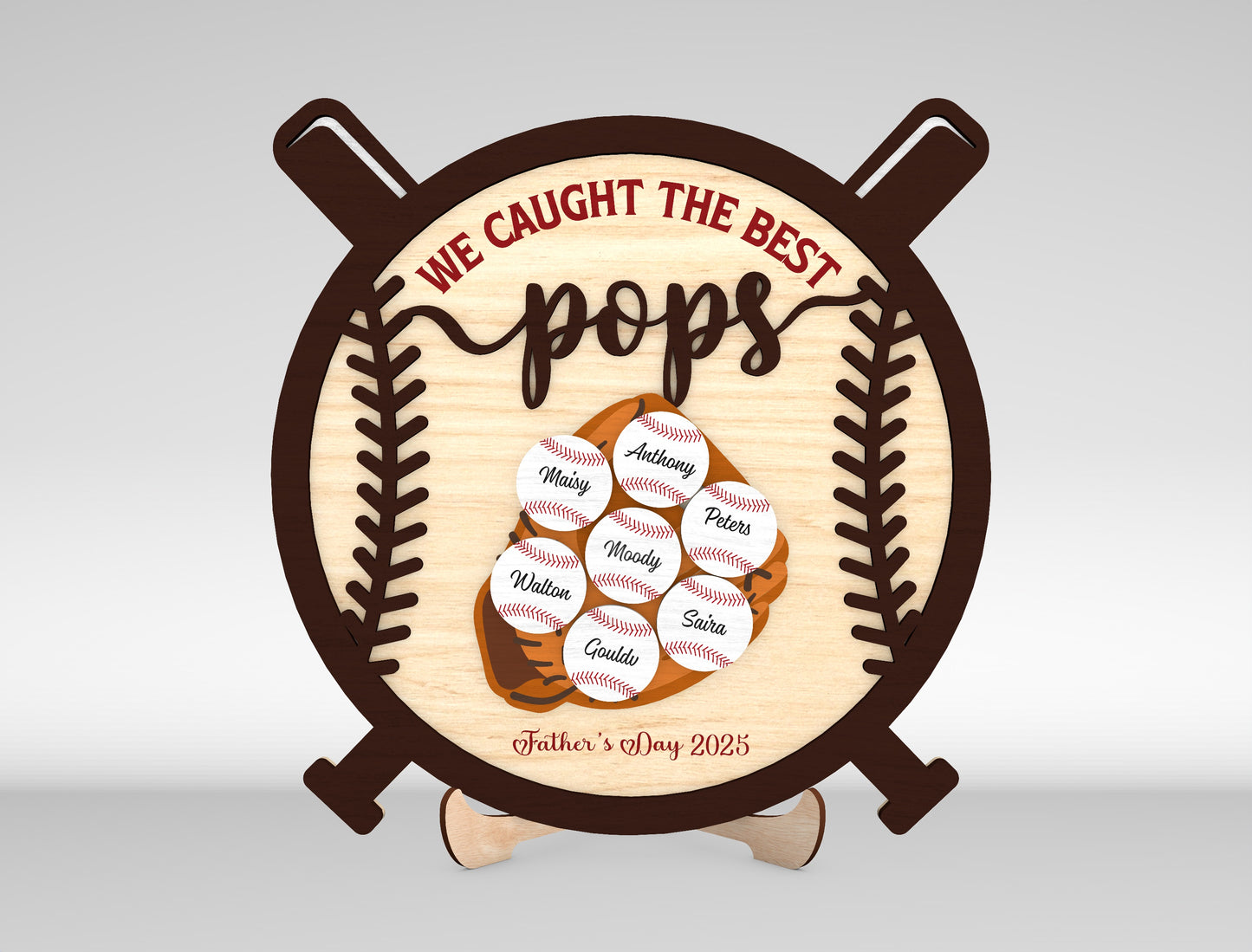 Personalized Baseball Dad Sign SVG Laser Cut File for Glowforge and xTool