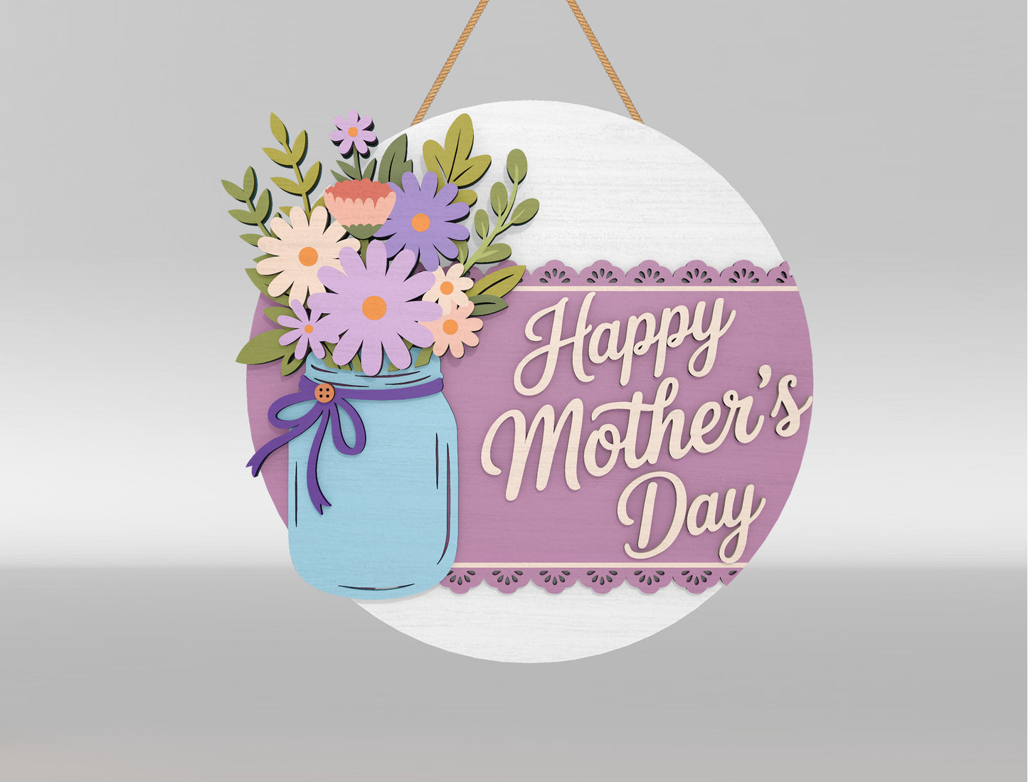 Mother's Garden Floral Welcome Door Sign SVG Bundle for LightBurn