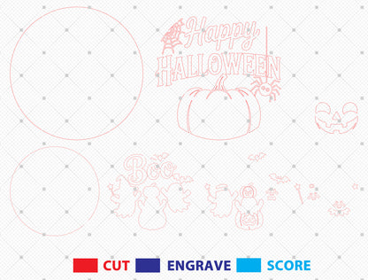 Happy Halloween Ghost Door Sign SVG Laser Cut Files for Glowforge