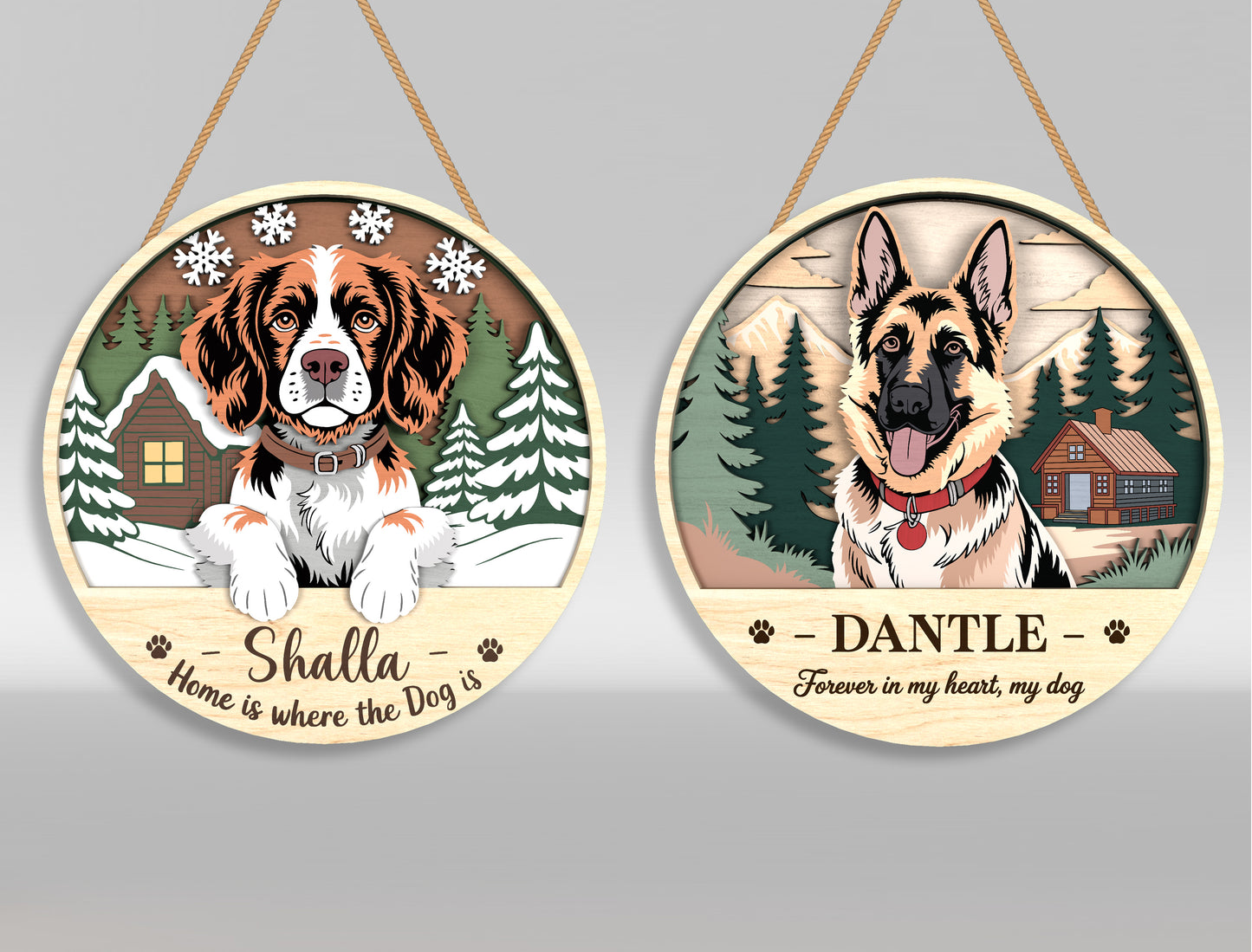 Dog Memorial Scenic Door Sign SVG Custom Pet Landscape Tribute Laser Cut File for xTool