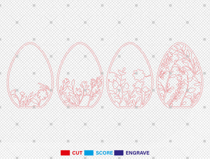 Floral Easter Egg Ornament Set SVG Spring 7 Designs for Glowforge and xTool