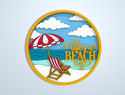 Multilayer Beach Summer SVG Bundle Laser Cut File for Glowforge