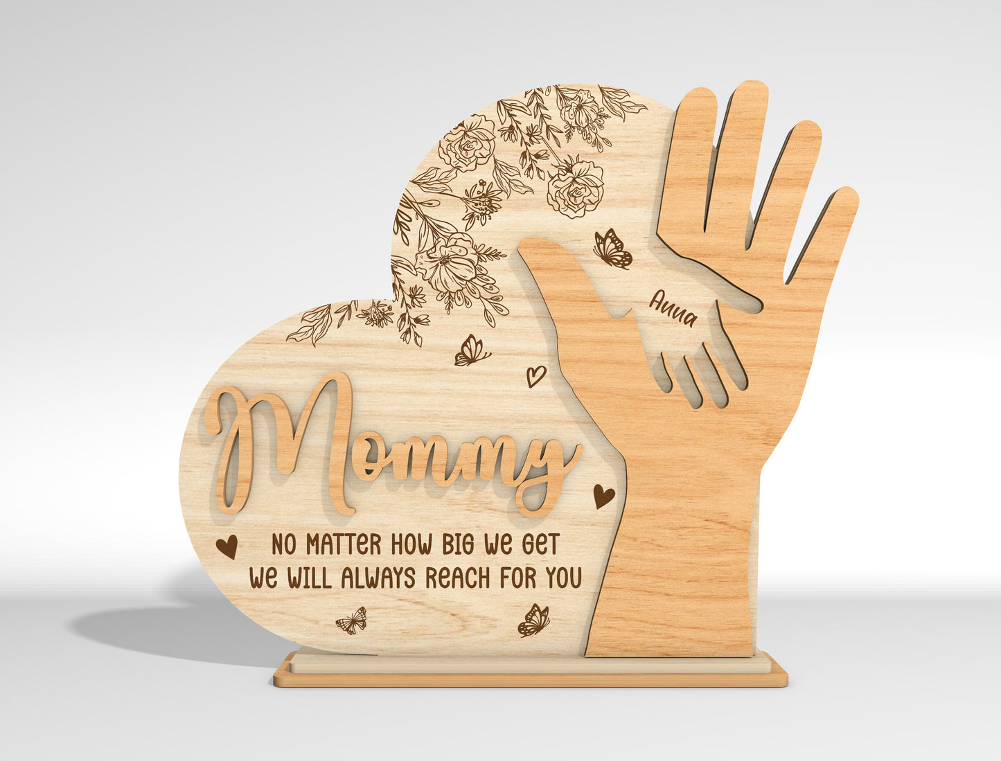 Personalized Mom Hand Custom Name Sign SVG for Glowforge and xTool