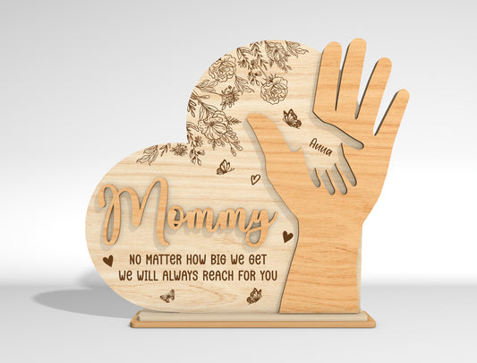 Personalized Mom Hand Custom Name Sign SVG for Glowforge and xTool