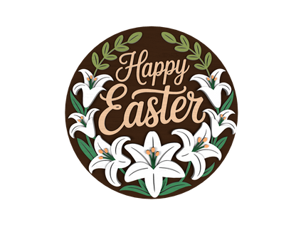 Easter Lily Cross Door Signs SVG Bundle 2 Designs for LightBurn and Glowforge