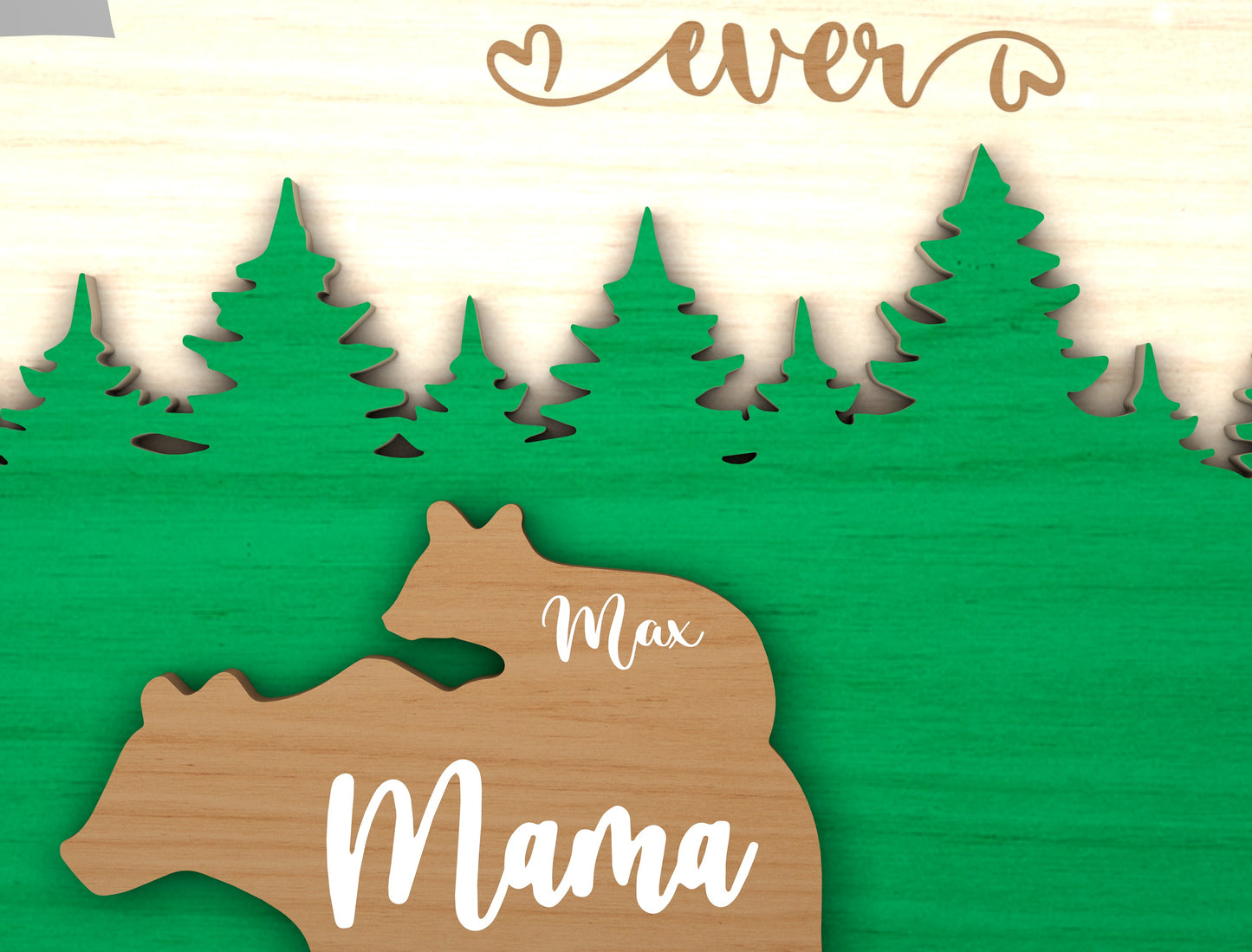 Best Mama Bear Forest Family Sign SVG for Glowforge and xTool