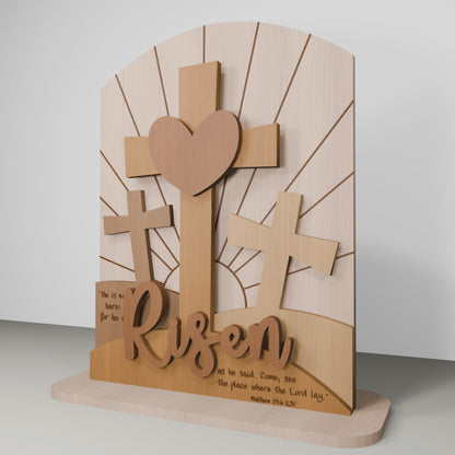 He Is Risen Cross Scene Tabletop Set SVG for Glowforge and xTool