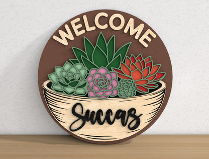 Succulent Welcome Sign SVG Bundle for Glowforge xTool Laser Cut File