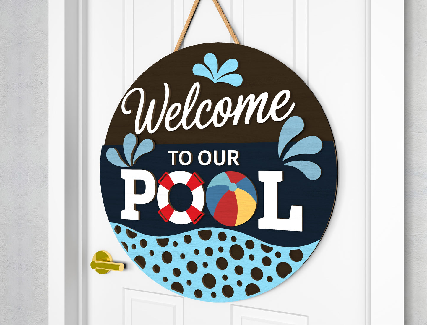 Pool Party Door Hanger SVG Bundle for Glowforge and LightBurn
