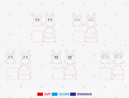 Personalized Easter Bunny Basket SVG Bundle 5 Designs for LightBurn and xTool