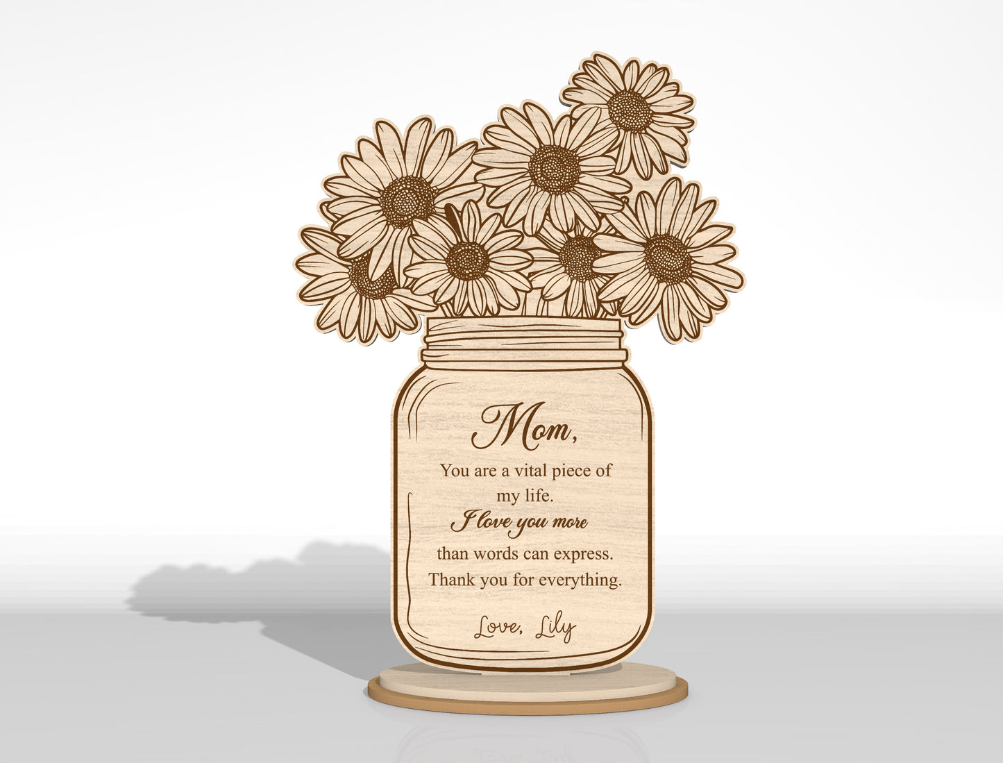 Mother's Day Flower Vase Decor Bundle SVG Laser Cut File for Glowforge and LightBurn