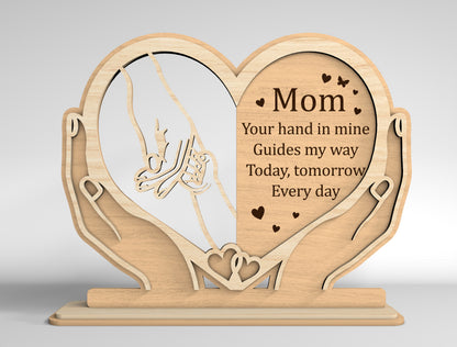 Personalized Mom Heart Stand Sign SVG Bundle for xTool and Glowforge