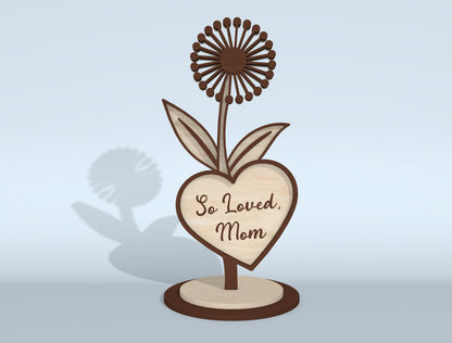 Mother's Day Flower Heart Sign SVG Bundle 16 Designs for LightBurn