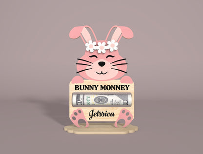 Personalized Bunny Money Holder SVG Easter Cash Gift for LightBurn and xTool