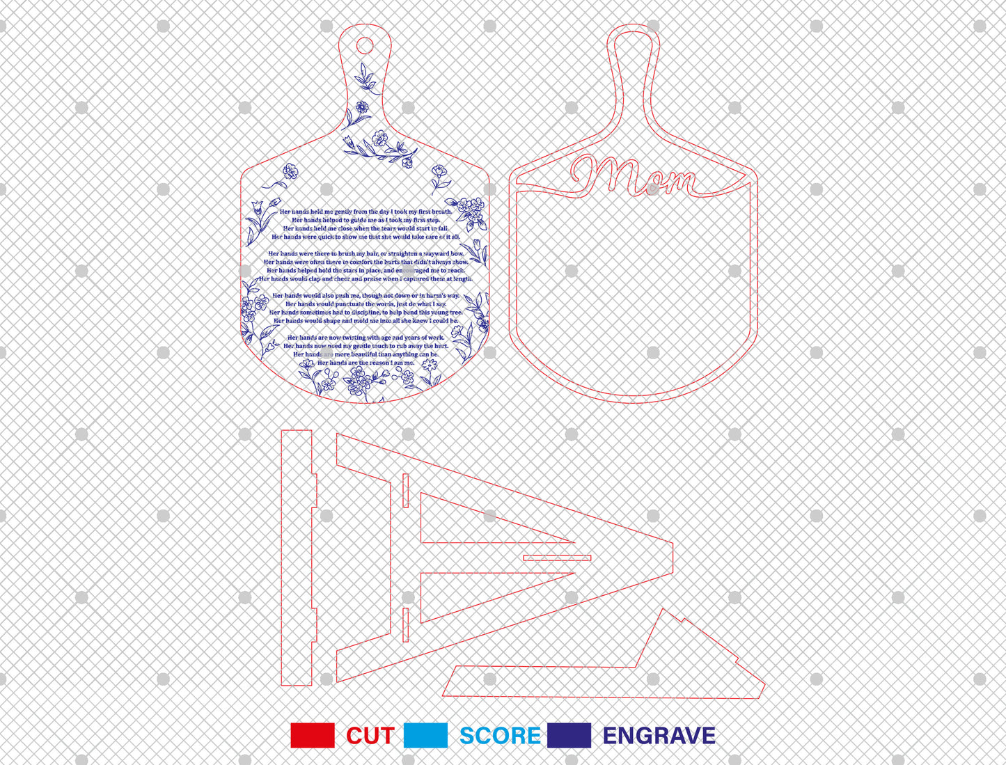 Mother's Day Cutting Board Recipe Mom SVG Bundle for LightBurn and xTool
