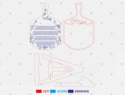 Mother's Day Cutting Board Recipe Mom SVG Bundle for LightBurn and xTool