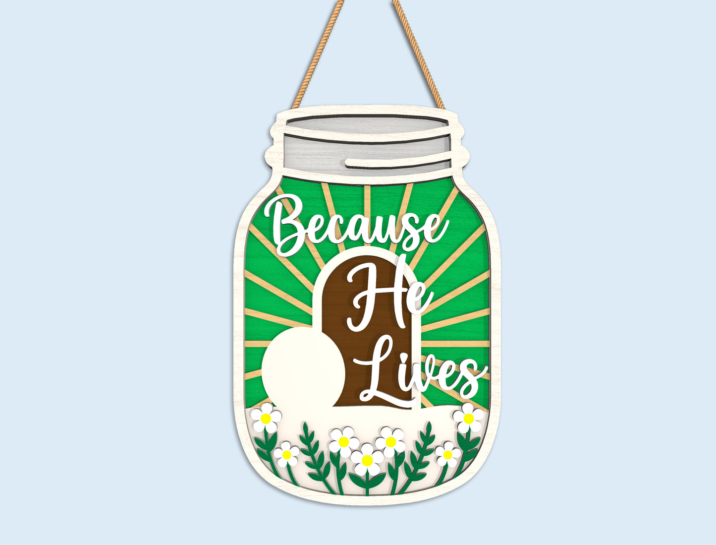 Easter Mason Jar Door Hanger Laser Cut File | Ready to Cut | Glowforge, xTool, LightBurn, etc.