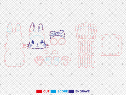 Cute Bunny Basket Egg Holder Glasses Cap SVG 2 Designs for Glowforge and xTool