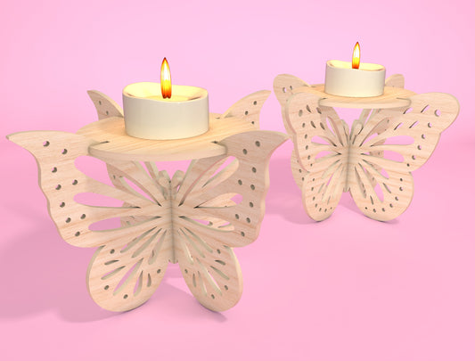 Butterfly Candle Holder SVG Bundle Laser Cut File for xTool and Glowforge
