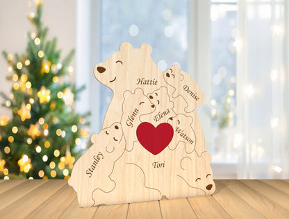 Personalized Family Bear Puzzle SVG for Glowforge and xTool