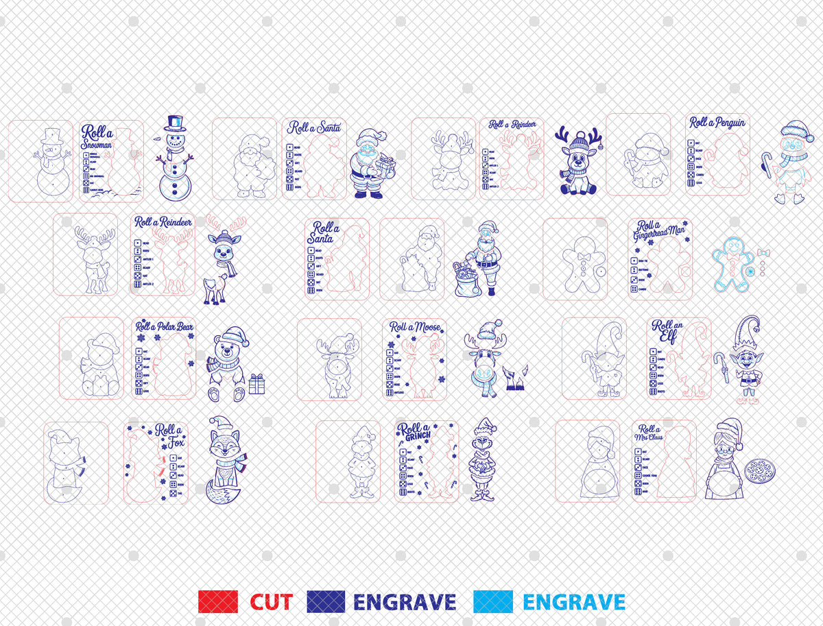 Christmas Puzzle Game SVG Bundle 13 Roll a Character Designs