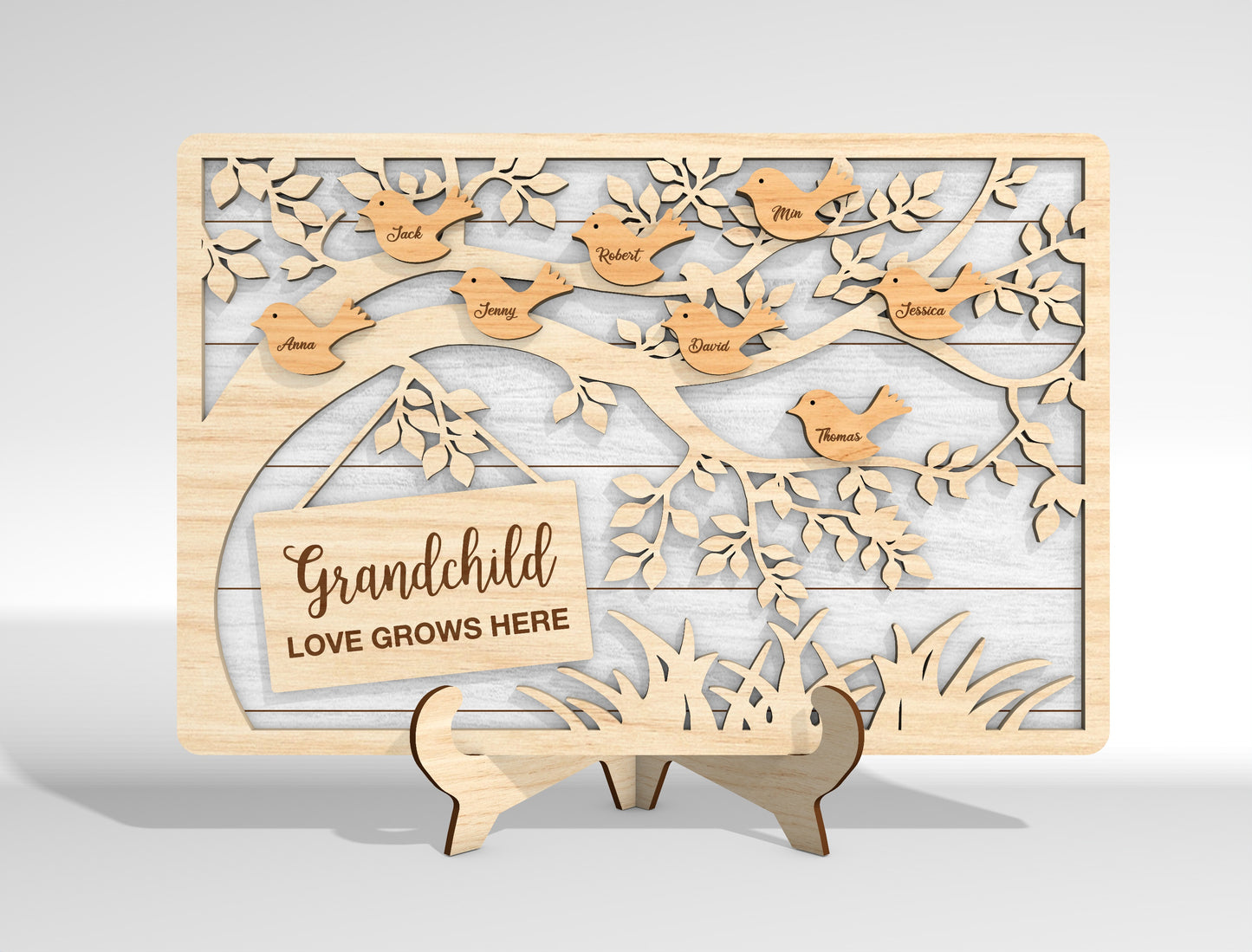 Personalized Bird Family Custom Name Tree Sign SVG for xTool