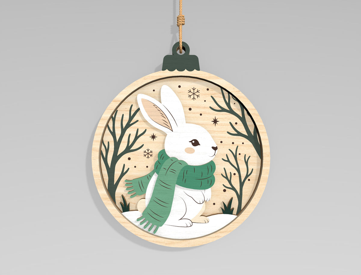 Christmas Woodland Animal Ornament SVG Bundle Laser Cut Files
