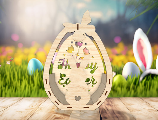 Easter Egg Bunny Farm Lantern SVG Spring Scene for Glowforge and xTool