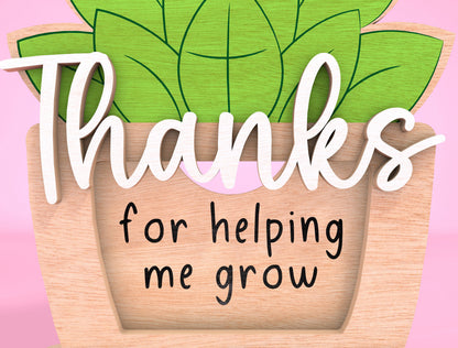 Teacher Plant Card Holder Laser Cut File for xTool Laser Cut