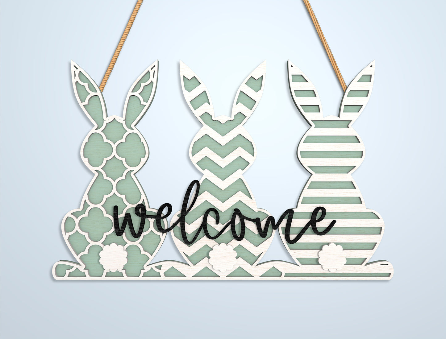 Easter Bunny Welcome Sign SVG Bundle 7 Designs for LightBurn and xTool