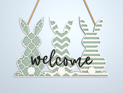 Easter Bunny Welcome Sign SVG Bundle 7 Designs for LightBurn and xTool