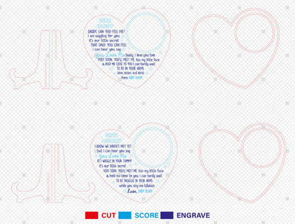 Ultrasound Mom and Dad Heart Sign SVG Bundle for Glowforge