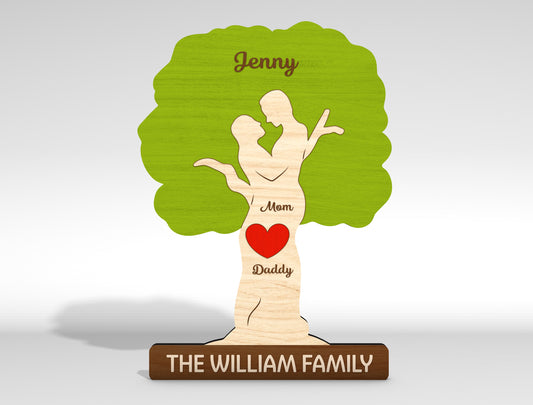 Personalized Family Tree Couple Sign SVG for Glowforge and xTool