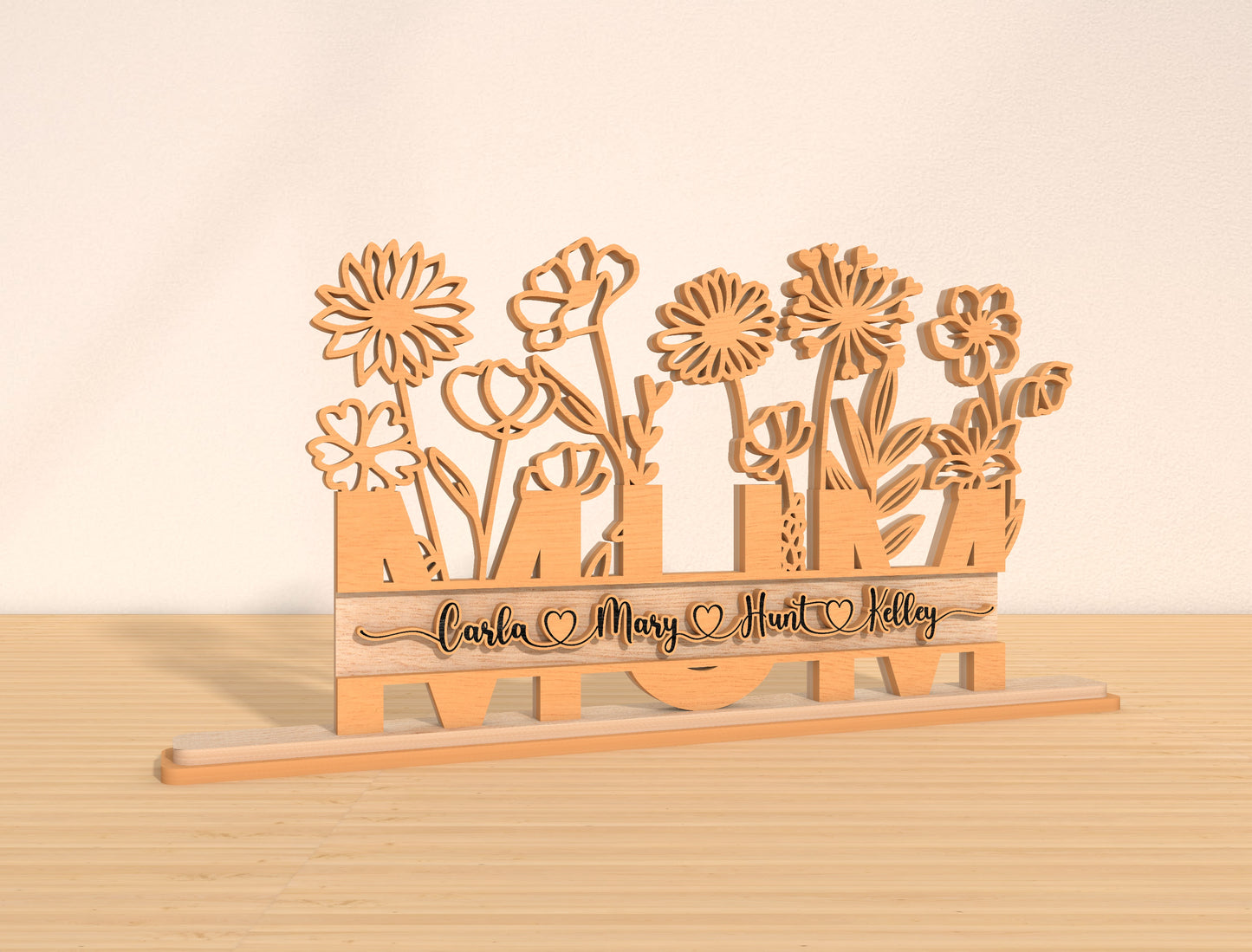 Personalized Mom Flower Stand SVG Bundle for Glowforge and xTool