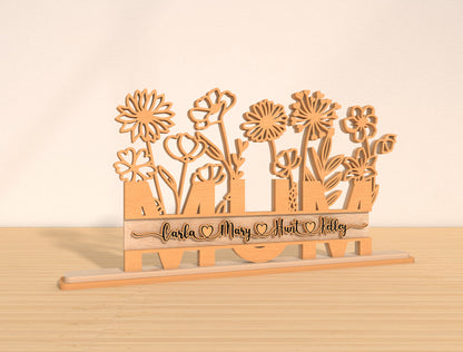 Personalized Mom Flower Stand SVG Bundle for Glowforge and xTool