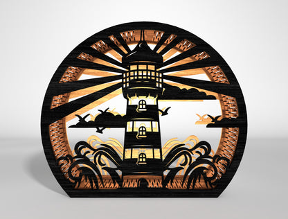 Sea Lantern SVG Bundle with Tropical Ocean Scene Laser Cut Files