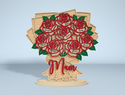 Personalized Rose Bouquet Stand Sign SVG for xTool and LightBurn