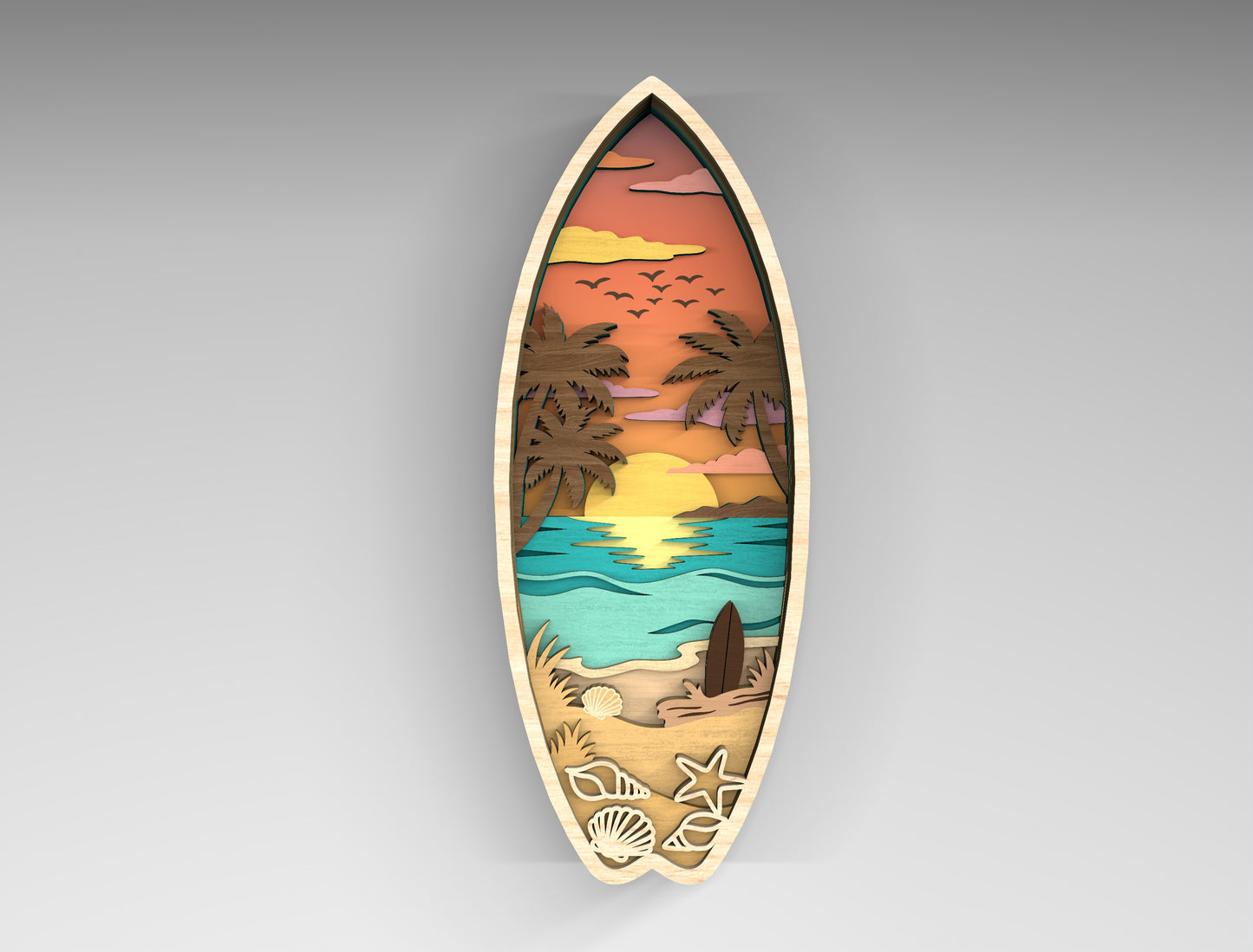 Summer Beach Multilayer SVG Bundle for Glowforge xTool LightBurn 11 Designs