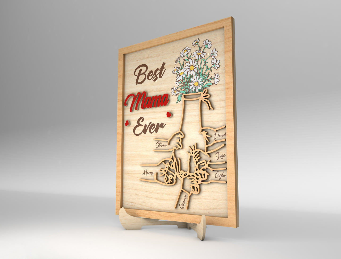 Best Mama Ever Family Hands Flower Sign SVG for Glowforge