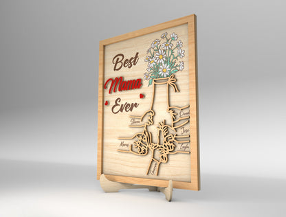 Best Mama Ever Family Hands Flower Sign SVG for Glowforge